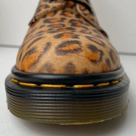 Vintage Dr. Martens 1460 England Leopard Animal Print Brown Black MIE Boots UK 4